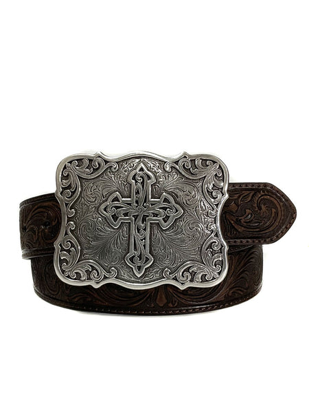 Nocona N3483802 Womens Tooled Belt Brown front view. If you need any assistance with this item or the purchase of this item please call us at five six one seven four eight eight eight zero one Monday through Saturday 10:00a.m EST to 8:00 p.m EST