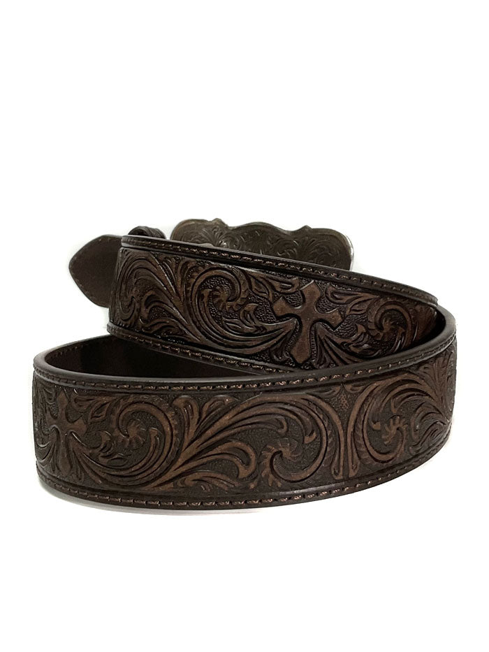 Nocona N3483802 Womens Tooled Belt Brown front view. If you need any assistance with this item or the purchase of this item please call us at five six one seven four eight eight eight zero one Monday through Saturday 10:00a.m EST to 8:00 p.m EST