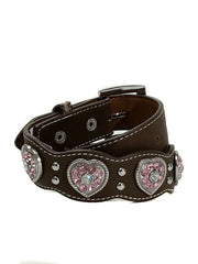 Nocona N4427044 Kids Fashion Heart Belt Brown back view. If you need any assistance with this item or the purchase of this item please call us at five six one seven four eight eight eight zero one Monday through Saturday 10:00a.m EST to 8:00 p.m EST