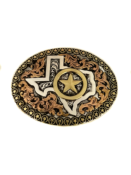 Crumrine C10106 Gold Texas Star Belt Buckle front view. If you need any assistance with this item or the purchase of this item please call us at five six one seven four eight eight eight zero one Monday through Saturday 10:00a.m EST to 8:00 p.m EST