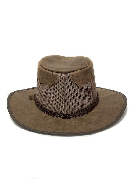 American Hat Makers SIROCCO Wide Brim Sun Hat Bomber Brown back view. If you need any assistance with this item or the purchase of this item please call us at five six one seven four eight eight eight zero one Monday through Saturday 10:00a.m EST to 8:00 p.m EST
