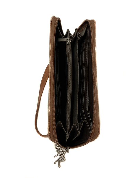 Angel Ranch D330000902 Ladies Zip Clutch Wallet Deer Collection Brown inside view. If you need any assistance with this item or the purchase of this item please call us at five six one seven four eight eight eight zero one Monday through Saturday 10:00a.m EST to 8:00 p.m EST
