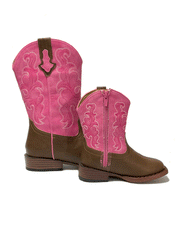 Roper 3088 Kids Blaze Square Toe Boot Pink And Brown inner side kids and toddlers. If you need any assistance with this item or the purchase of this item please call us at five six one seven four eight eight eight zero one Monday through Saturday 10:00a.m EST to 8:00 p.m EST