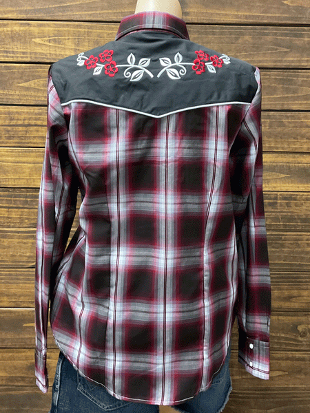 Ely Cattleman 15324948-BU Womens Long Sleeve Plaid Western Shirt Burgundyback view. If you need any assistance with this item or the purchase of this item please call us at five six one seven four eight eight eight zero one Monday through Saturday 10:00a.m EST to 8:00 p.m EST