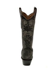 Circle G L2069 Ladies Embroidery & Studs Boots Distressed Black back view. If you need any assistance with this item or the purchase of this item please call us at five six one seven four eight eight eight zero one Monday through Saturday 10:00a.m EST to 8:00 p.m EST