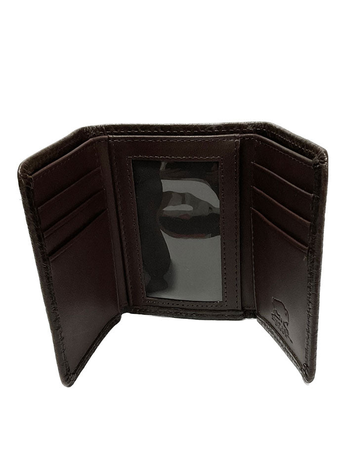 Vintage Bison W-202 Mens Trifold Leather Wallet Brown folded view. If you need any assistance with this item or the purchase of this item please call us at five six one seven four eight eight eight zero one Monday through Saturday 10:00a.m EST to 8:00 p.m EST