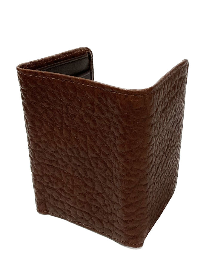 Vintage Bison W-203 Mens Trifold Leather Wallet Tan folded view. If you need any assistance with this item or the purchase of this item please call us at five six one seven four eight eight eight zero one Monday through Saturday 10:00a.m EST to 8:00 p.m EST