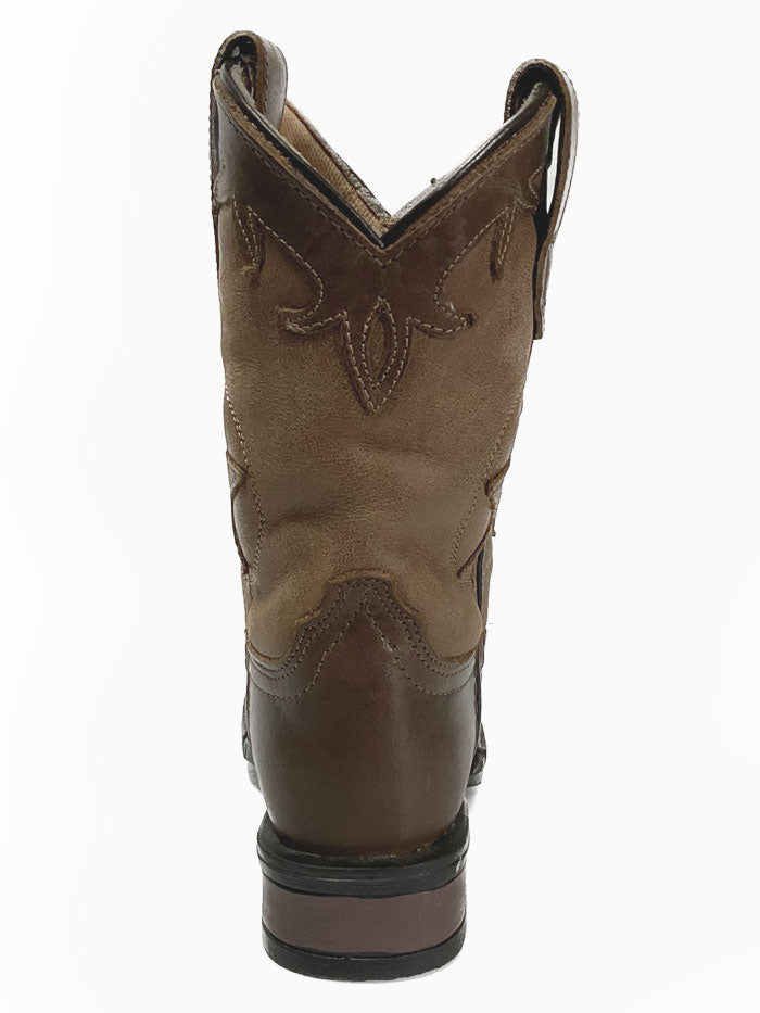 Roper 09-018-0912-2570 Kids Square Toe Western Boot Brown side / front view. If you need any assistance with this item or the purchase of this item please call us at five six one seven four eight eight eight zero one Monday through Saturday 10:00a.m EST to 8:00 p.m EST
