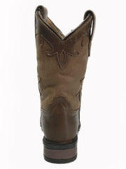 Roper 09-018-0912-2570 Kids Square Toe Western Boot Brown back view. If you need any assistance with this item or the purchase of this item please call us at five six one seven four eight eight eight zero one Monday through Saturday 10:00a.m EST to 8:00 p.m EST