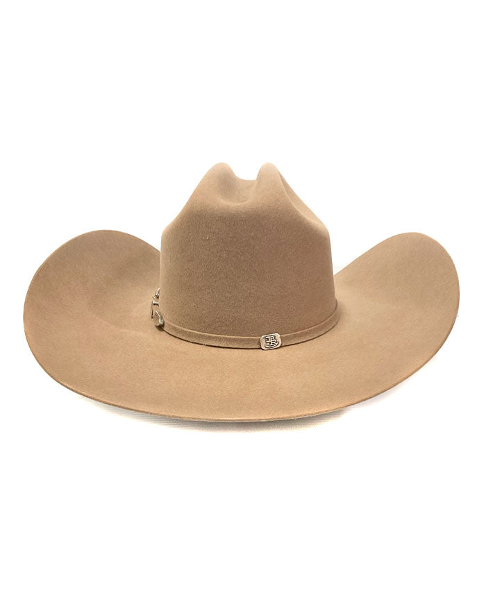 Justin JF0657DYLA Bent Rail Dylan 6X Fur Felt Cowboy Hat Fawn side and front view. If you need any assistance with this item or the purchase of this item please call us at five six one seven four eight eight eight zero one Monday through Saturday 10:00a.m EST to 8:00 p.m EST