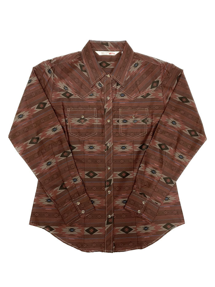 Ely Cattleman 15324956-BU Womens Long Sleeve Western Shirt Burgundy front view. If you need any assistance with this item or the purchase of this item please call us at five six one seven four eight eight eight zero one Monday through Saturday 10:00a.m EST to 8:00 p.m EST
