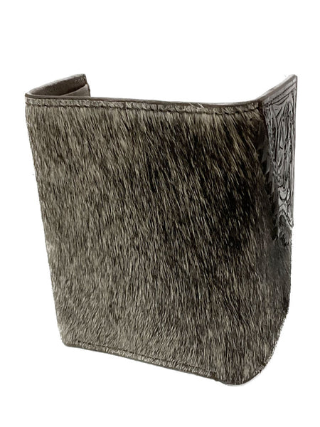 Nocona N500034002 Mens Calf Hair Tooled Edge Trifold Wallet Brown back view. If you need any assistance with this item or the purchase of this item please call us at five six one seven four eight eight eight zero one Monday through Saturday 10:00a.m EST to 8:00 p.m EST