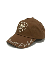 Ariat A300063302 Ladies Embroidered Crystal Cap Brown front and side view. If you need any assistance with this item or the purchase of this item please call us at five six one seven four eight eight eight zero one Monday through Saturday 10:00a.m EST to 8:00 p.m EST