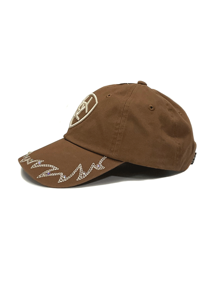 Ariat A300063302 Ladies Embroidered Crystal Cap Brown front and side view. If you need any assistance with this item or the purchase of this item please call us at five six one seven four eight eight eight zero one Monday through Saturday 10:00a.m EST to 8:00 p.m EST
