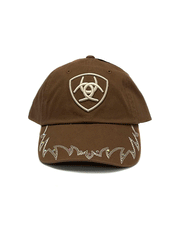 Ariat A300063302 Ladies Embroidered Crystal Cap Brown front view. If you need any assistance with this item or the purchase of this item please call us at five six one seven four eight eight eight zero one Monday through Saturday 10:00a.m EST to 8:00 p.m EST