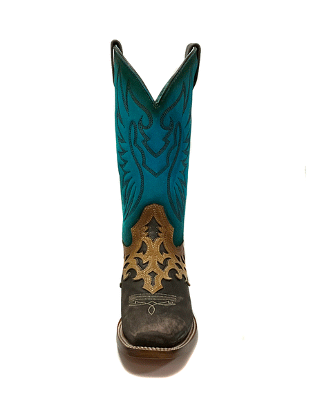 Corral Z5099 Ladies Overlay And Embroidery Square Toe Western Boot Blue Tobacco front view. If you need any assistance with this item or the purchase of this item please call us at five six one seven four eight eight eight zero one Monday through Saturday 10:00a.m EST to 8:00 p.m EST