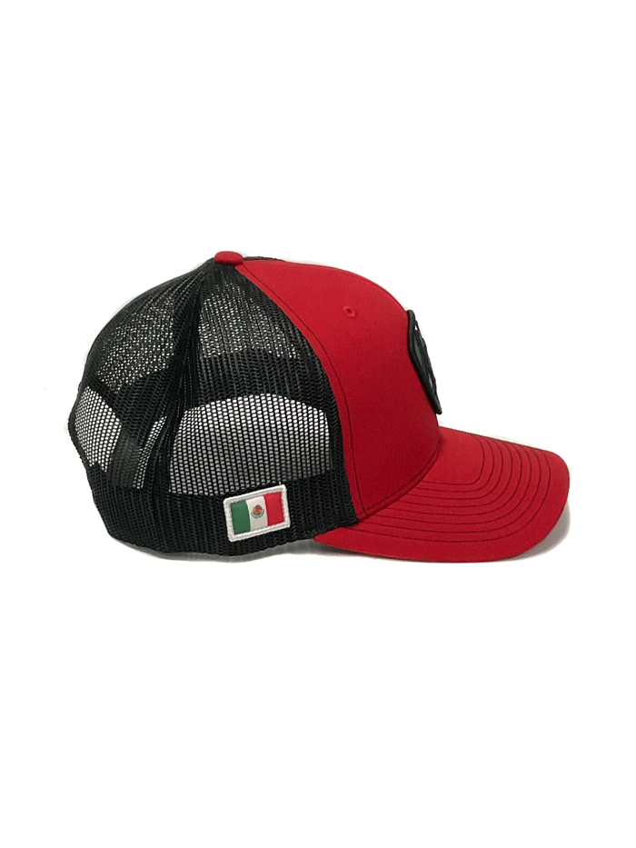 Ariat A300011704 Snapback 112 Mexican Flag Patch Cap Red front and left side view. If you need any assistance with this item or the purchase of this item please call us at five six one seven four eight eight eight zero one Monday through Saturday 10:00a.m EST to 8:00 p.m EST