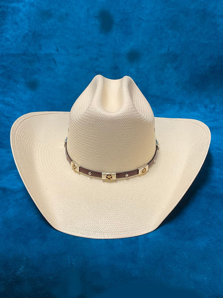 Larry Mahan MS2442ALAL 10X Alamo Straw Hat Ivory front view. If you need any assistance with this item or the purchase of this item please call us at five six one seven four eight eight eight zero one Monday through Saturday 10:00a.m EST to 8:00 p.m EST