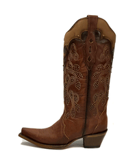 Corral Z5088 Ladies Embroidery And Studs Overlay Snip Toe Boots Tan side view. If you need any assistance with this item or the purchase of this item please call us at five six one seven four eight eight eight zero one Monday through Saturday 10:00a.m EST to 8:00 p.m EST