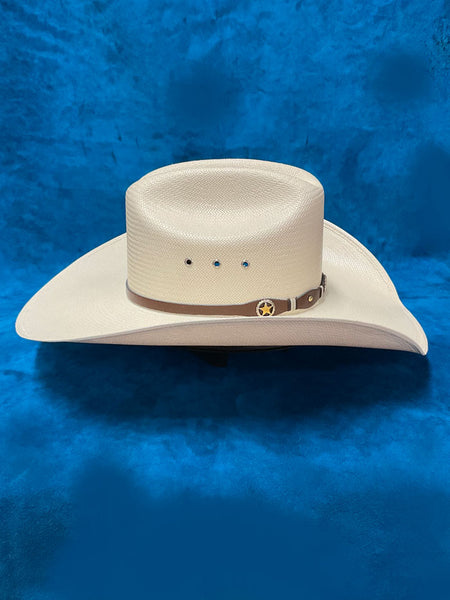 Larry Mahan MS2442OPLX 10X OPLIN Straw Hat Ivory side view. If you need any assistance with this item or the purchase of this item please call us at five six one seven four eight eight eight zero one Monday through Saturday 10:00a.m EST to 8:00 p.m EST