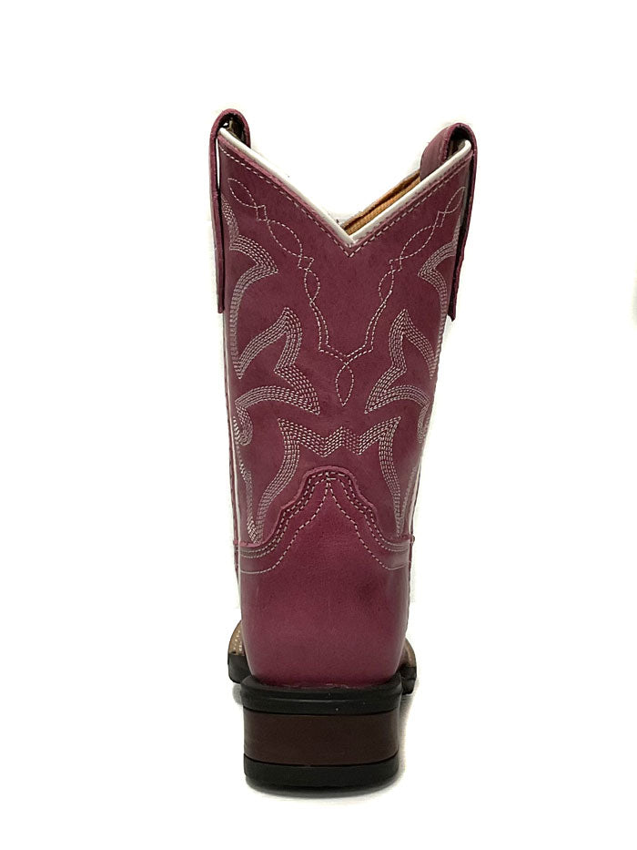 Roper 09-018-0911-3083 Kids Monterey Burnished Leather Boot Pink side and front view. If you need any assistance with this item or the purchase of this item please call us at five six one seven four eight eight eight zero one Monday through Saturday 10:00a.m EST to 8:00 p.m EST