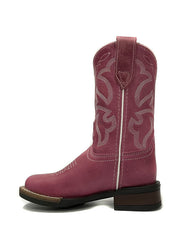 Roper 09-018-0911-3083 Kids Monterey Burnished Leather Boot Pink side view. If you need any assistance with this item or the purchase of this item please call us at five six one seven four eight eight eight zero one Monday through Saturday 10:00a.m EST to 8:00 p.m EST