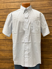 Wrangler 112324872 Mens George Strait Short Sleeve Shirt Blue front view. If you need any assistance with this item or the purchase of this item please call us at five six one seven four eight eight eight zero one Monday through Saturday 10:00a.m EST to 8:00 p.m EST