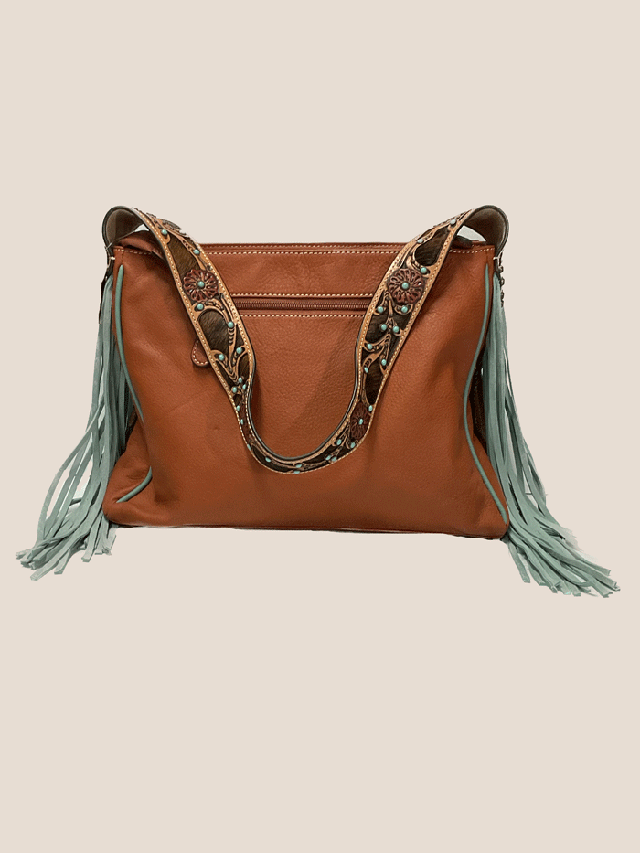 Ariat A770005408 Womens Lorelei Tote Calf Hair Tooled Tan front view. If you need any assistance with this item or the purchase of this item please call us at five six one seven four eight eight eight zero one Monday through Saturday 10:00a.m EST to 8:00 p.m EST