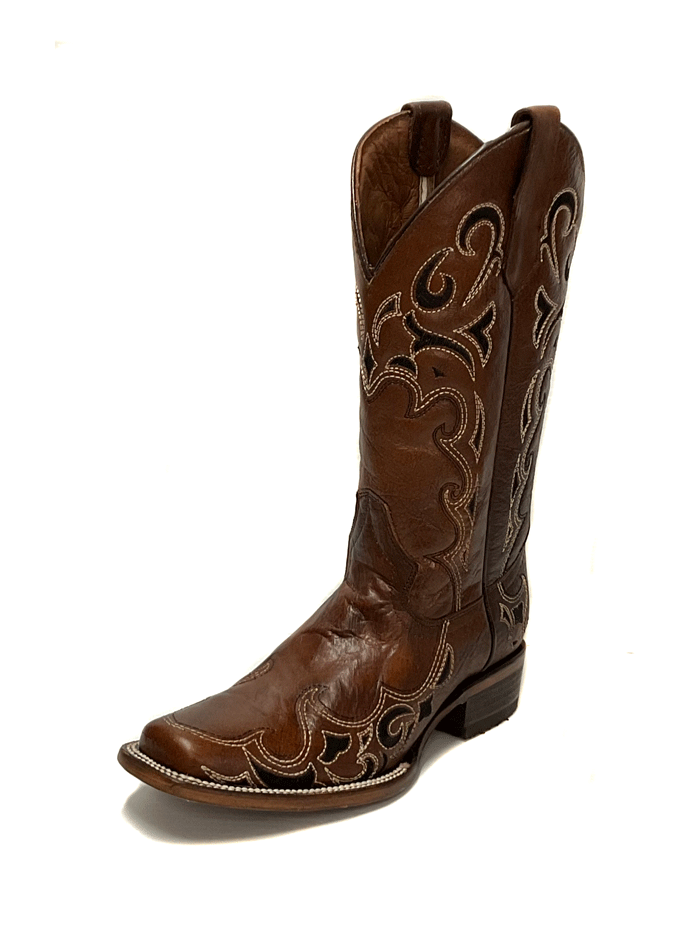 Circle G L5557 Ladies Embroidery Square Toe Boot Brown