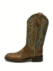 Circle G L5722 Ladies Embroidery Wide Square Toe Rubber Sole Boot Peanut side view. If you need any assistance with this item or the purchase of this item please call us at five six one seven four eight eight eight zero one Monday through Saturday 10:00a.m EST to 8:00 p.m EST