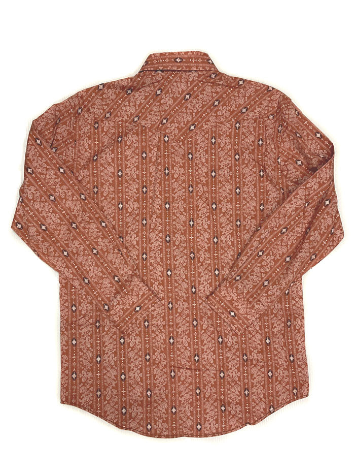 Panhandle RSMSOSR0EW Mens Aztec Long Sleeve Snap Shirt Rust front view. If you need any assistance with this item or the purchase of this item please call us at five six one seven four eight eight eight zero one Monday through Saturday 10:00a.m EST to 8:00 p.m EST