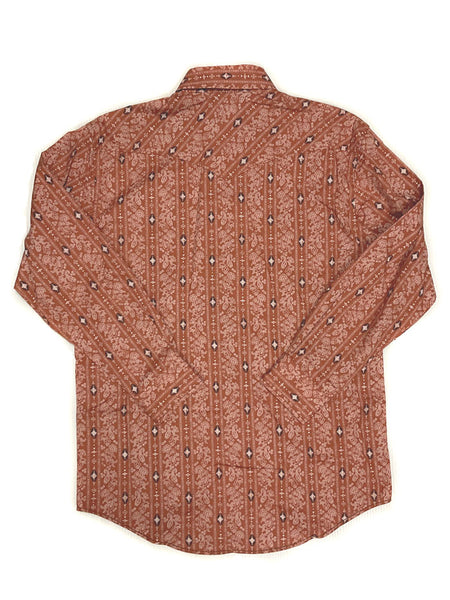 Panhandle RSMSOSR0EW Mens Aztec Long Sleeve Snap Shirt Rust back view. If you need any assistance with this item or the purchase of this item please call us at five six one seven four eight eight eight zero one Monday through Saturday 10:00a.m EST to 8:00 p.m EST