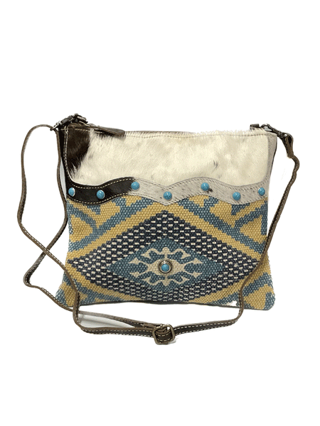 Myra Bag S-4683 Womens Tufts Pattern Small & Crossbody Bag Blue front view. If you need any assistance with this item or the purchase of this item please call us at five six one seven four eight eight eight zero one Monday through Saturday 10:00a.m EST to 8:00 p.m EST