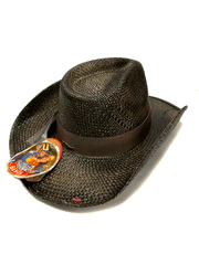 Bullhide SMILE AT ME 5040 Western Straw Hat Distressed Black back view. If you need any assistance with this item or the purchase of this item please call us at five six one seven four eight eight eight zero one Monday through Saturday 10:00a.m EST to 8:00 p.m EST