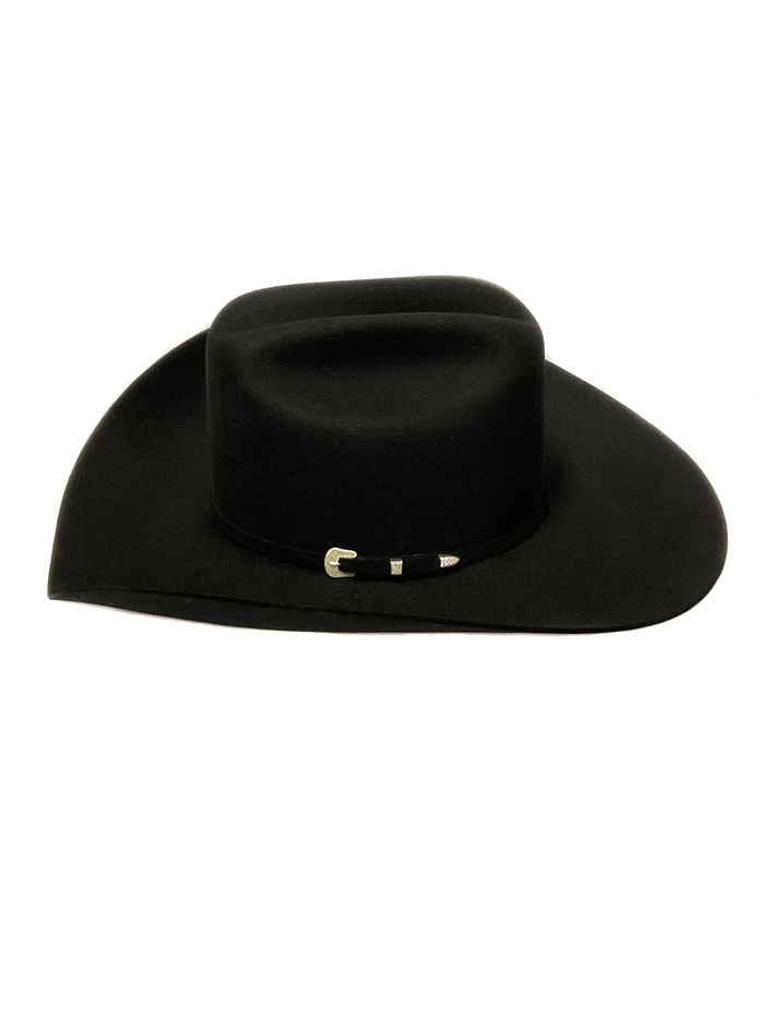 Serratelli BRONCO414BK 6X Felt Western Hat Black front and side view. If you need any assistance with this item or the purchase of this item please call us at five six one seven four eight eight eight zero one Monday through Saturday 10:00a.m EST to 8:00 p.m EST