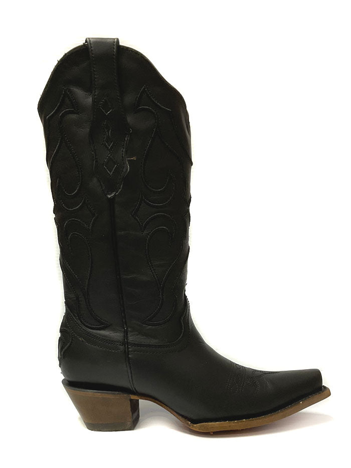Corral Z5072 Ladies Matching Stiching Pattern & Inlay Boot Black side and front view. If you need any assistance with this item or the purchase of this item please call us at five six one seven four eight eight eight zero one Monday through Saturday 10:00a.m EST to 8:00 p.m EST