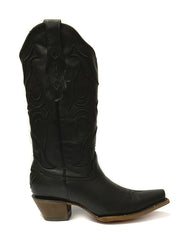 Corral Z5072 Ladies Matching Stiching Pattern & Inlay Boot Black side view. If you need any assistance with this item or the purchase of this item please call us at five six one seven four eight eight eight zero one Monday through Saturday 10:00a.m EST to 8:00 p.m EST