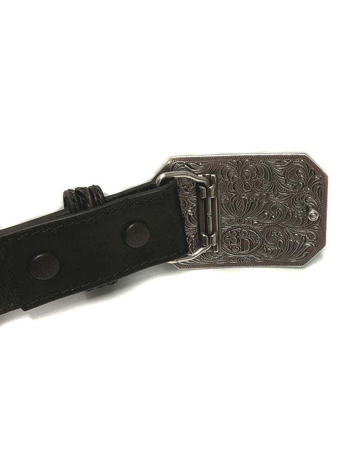 3D D120002501 Kids Buck Lace Floral Design Belt Black front view. If you need any assistance with this item or the purchase of this item please call us at five six one seven four eight eight eight zero one Monday through Saturday 10:00a.m EST to 8:00 p.m EST