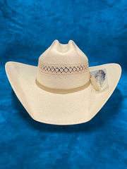 Larry Mahan MSUS42OLDX 10X OLD GLORY Straw Hat Ivory front view. If you need any assistance with this item or the purchase of this item please call us at five six one seven four eight eight eight zero one Monday through Saturday 10:00a.m EST to 8:00 p.m EST