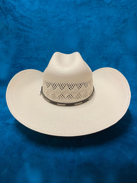 Larry Mahan MSP430BUHX 10X BUCKHORN Straw Hat Ivory back view. If you need any assistance with this item or the purchase of this item please call us at five six one seven four eight eight eight zero one Monday through Saturday 10:00a.m EST to 8:00 p.m EST