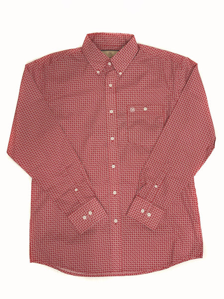 Wrangler 112324791 Mens Long Sleeve Western Shirt Red front view. If you need any assistance with this item or the purchase of this item please call us at five six one seven four eight eight eight zero one Monday through Saturday 10:00a.m EST to 8:00 p.m EST