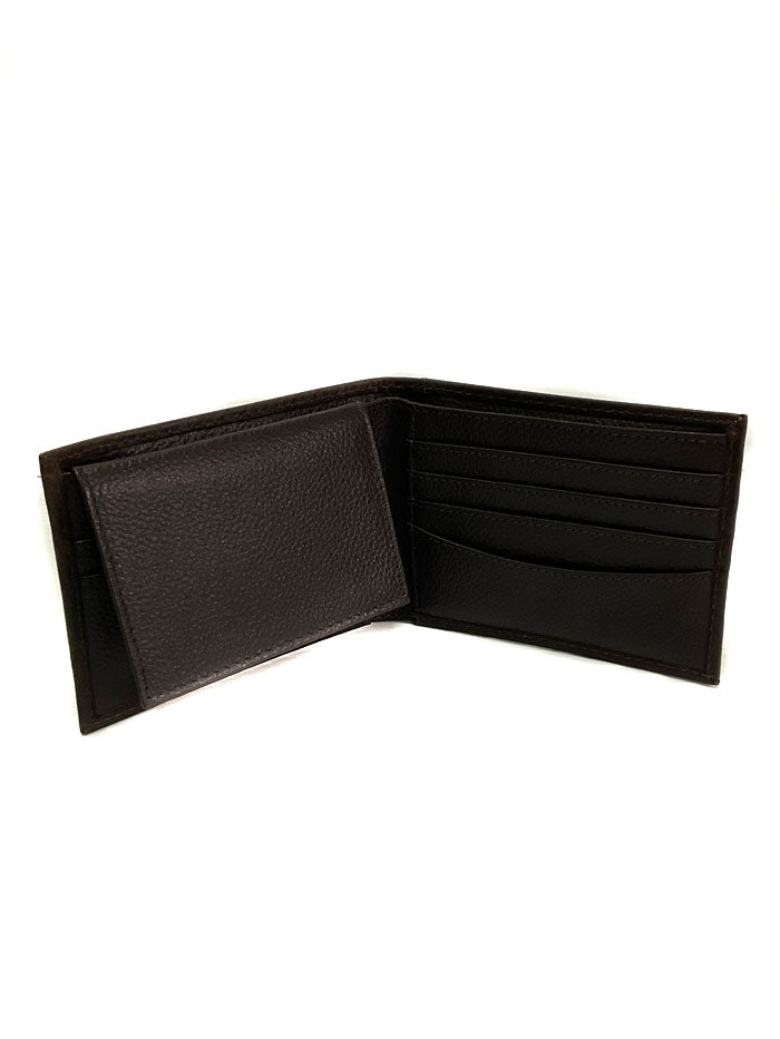 Ariat A35493282 Mens Bifold Wallet Mexico Flag Logo Brown Rowdy front view. If you need any assistance with this item or the purchase of this item please call us at five six one seven four eight eight eight zero one Monday through Saturday 10:00a.m EST to 8:00 p.m EST