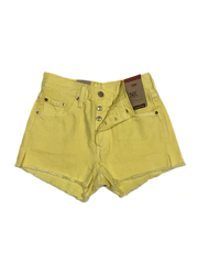 Levi's 563270328 Womens 501 Original Shorts Light Yellow front view open. If you need any assistance with this item or the purchase of this item please call us at five six one seven four eight eight eight zero one Monday through Saturday 10:00a.m EST to 8:00 p.m EST