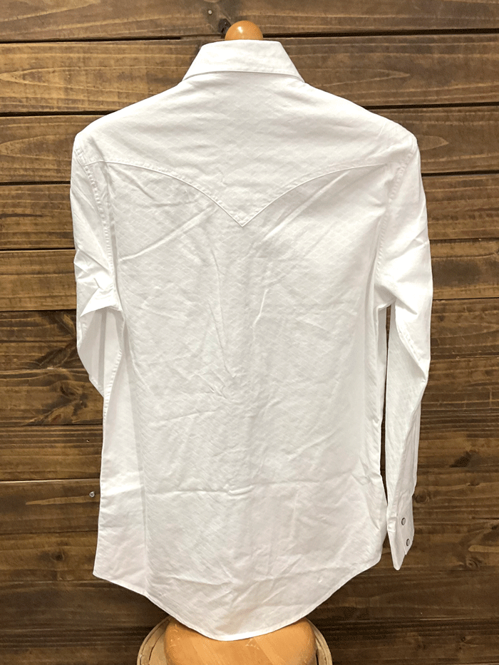 Rock & Roll Denim RRMSOSR0QF Mens Long Sleeve Jacquard Woven Snap Shirt White front view. If you need any assistance with this item or the purchase of this item please call us at five six one seven four eight eight eight zero one Monday through Saturday 10:00a.m EST to 8:00 p.m EST