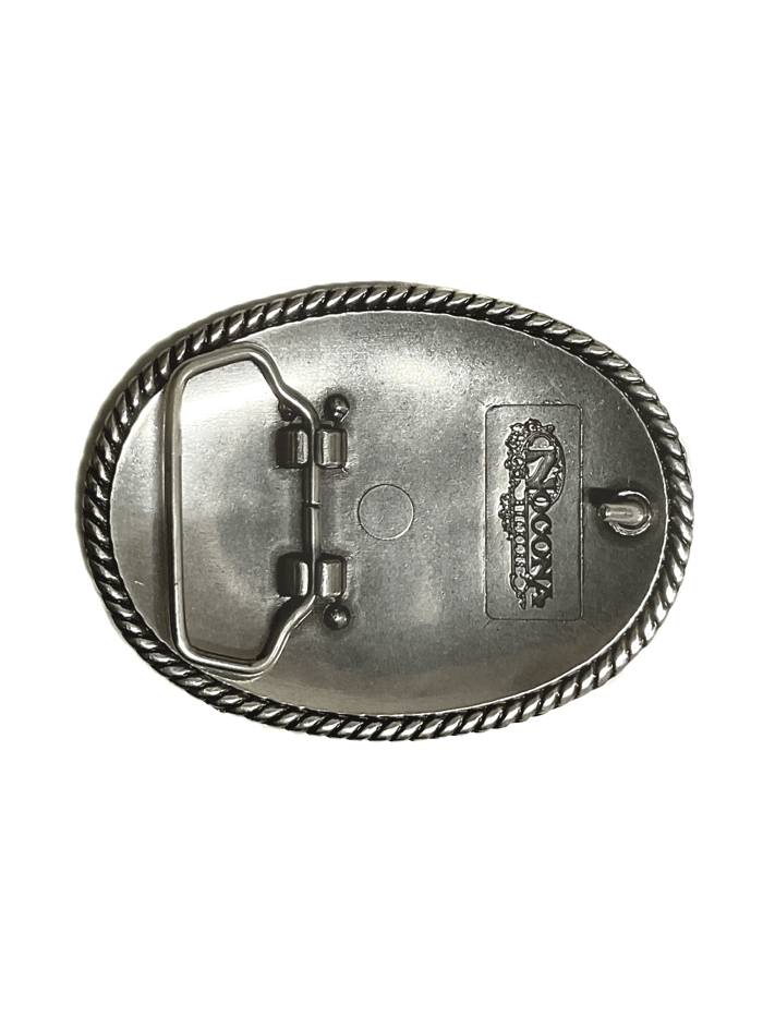 Nocona 37222 Mens Oval Silver Engraved Floral Scroll Buckle front view. If you need any assistance with this item or the purchase of this item please call us at five six one seven four eight eight eight zero one Monday through Saturday 10:00a.m EST to 8:00 p.m EST