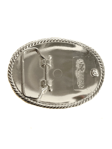 Nocona 37220 Oval Scrolled Gold Rope Edge Buckle Silver back view