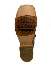Corral A4052 Mens Ostrich Embroidery Square Toe Western Boot Navy And Orix sole view. If you need any assistance with this item or the purchase of this item please call us at five six one seven four eight eight eight zero one Monday through Saturday 10:00a.m EST to 8:00 p.m EST