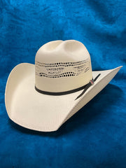 Justin JS0156BANG 10X BANGORA Straw Cowboy Hat Ivory side front view. If you need any assistance with this item or the purchase of this item please call us at five six one seven four eight eight eight zero one Monday through Saturday 10:00a.m EST to 8:00 p.m EST