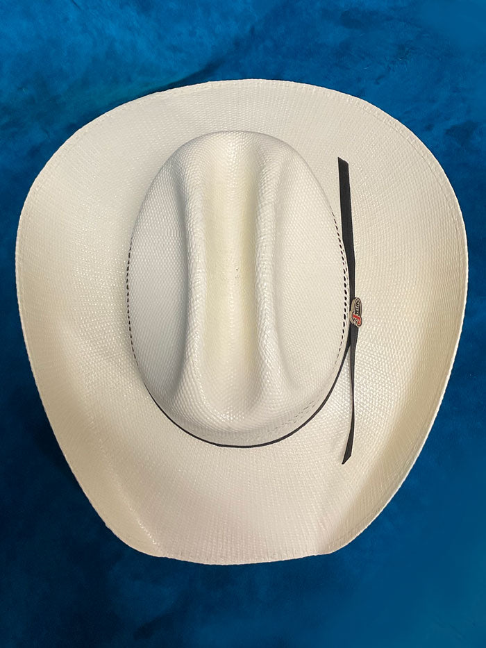 Justin JS0156BANG 10X BANGORA Straw Cowboy Hat Ivory side front view. If you need any assistance with this item or the purchase of this item please call us at five six one seven four eight eight eight zero one Monday through Saturday 10:00a.m EST to 8:00 p.m EST