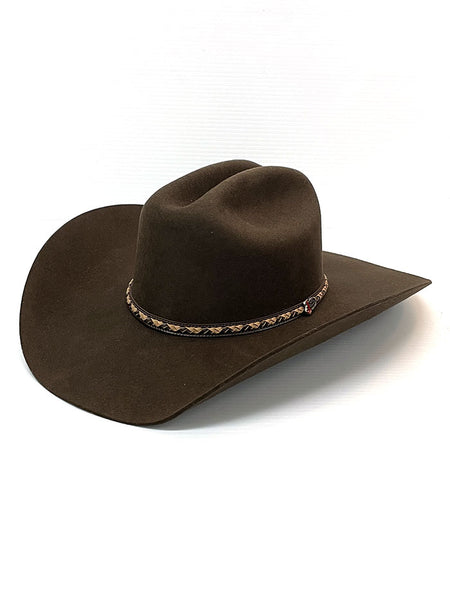Justin JF0242PLNS Mens 2X Plains Premium Felt Hat Brown Side view